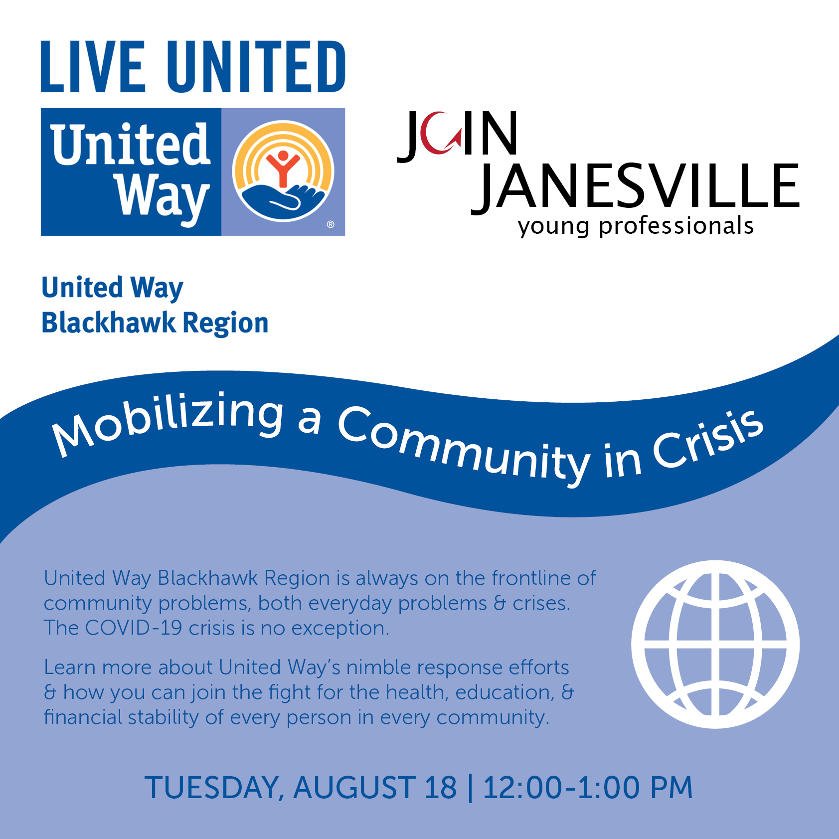 JOIN Janesville Young Professionals Virtual Lunch & Learn:  "Mobilizing a Community in Crisis"